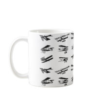 Old aeroplanes in black and white, vintage aircraf mug