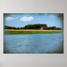 old barn on island poster