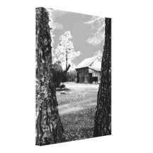 Old Barn Rural Barns Country Black & White Photo Stretched Canvas Prints