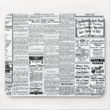Old black & white newspaper, vintage retro advert mouse pads