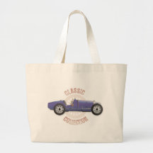 Old blue vintage racing car used on the track tote bag