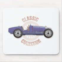 Old blue vintage racing car used on the track mouse pad