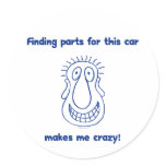 Old Car Parts Round Sticker