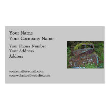 Old Car Wreck in the Forest Photo Business Cards
