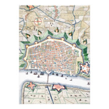 Old City of Antwerp Antique Flemish Map Vintage Personalized Announcement