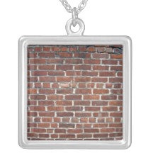 Old Damaged Brick Wall With Periodic White Lines Jewelry