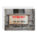 Old Dirty Sign on Abandoned Building Customizable Personalized Invitation