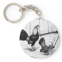 Old English Game Bantams:  Calendar Drawing Key Chain