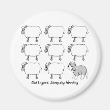 Old English Sheepdog Herding Sheep Magnet
