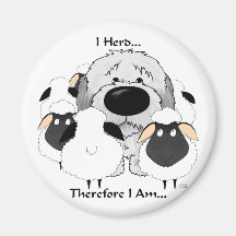 Old English Sheepdog - I Herd Therefore I Am Magnet
