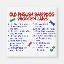 OLD ENGLISH SHEEPDOG Property Laws 2 Magnets