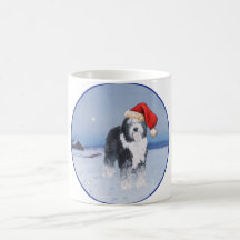 Old English Sheepdog Santa Hat Coffee Mug
