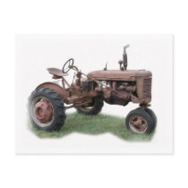 Old Farm Tractor Postcard