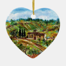 OLD FARMHOUSE IN TUSCANY CHRISTMAS ORNAMENTS
