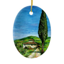 OLD FARMHOUSE IN TUSCANY CHRISTMAS ORNAMENTS