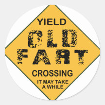 Old Fart Crossing Round Sticker