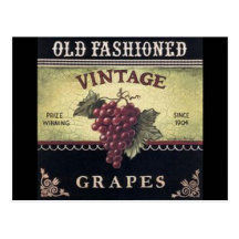 Old Fashion Vintage Grapes, Purple and Black Wine Postcards