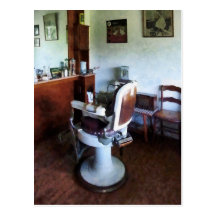 Old-Fashioned Barber Chair Postcard