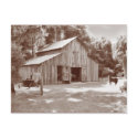 Old Fashioned Barn Postcard in Sepia