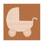 Old Fashioned Beige Baby Stroller on Brown. Custom t-shirts