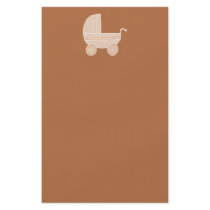 Old Fashioned Beige Baby Stroller on Brown. Full Color Flyer