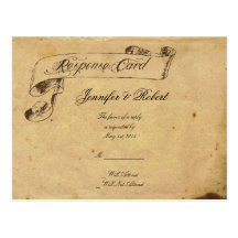 Old Fashioned Elegance Parchment Quill RSVP Postcards