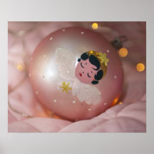 Old-fashioned pink christmas bauble posters