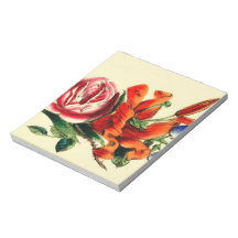 Old Fashioned Vintage Red Lily Floral Bouquet Trio Scratch Pads