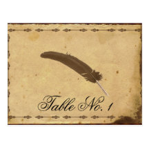 Old FashionedElegance Parchment Quill Table Number Post Cards