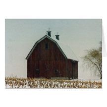 Old Gambrel Roof Barn on a Snowy Day Greeting Cards