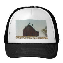 Old Gambrel Roof Barn on a Snowy Day Hats