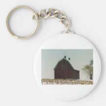 Old Gambrel Roof Barn on a Snowy Day Key Chain