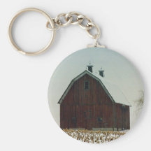 Old Gambrel Roof Barn on a Snowy Day Keychain