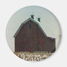Old Gambrel Roof Barn on a Snowy Day Magnet