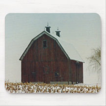 Old Gambrel Roof Barn on a Snowy Day Mouse Pad