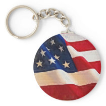 Old Glory American Flag Ripples Key Chains