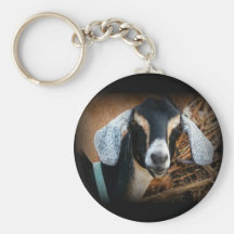 Old Goat Nubian Portrait Photo Keychains