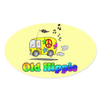 Old Hippie Oval Sticker