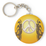 Old Hippy Peace Keychain