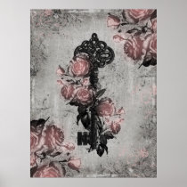 Old Key and Roses