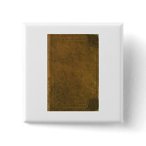 old leather book cover pinback button