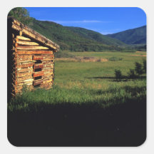 Old log homestead near Park City, Utah. (P.R.) Sticker