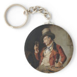 Old Man Drinking Beer Painting keychains