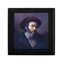 Old man with a fur cap by Rembrandt Keepsake Box