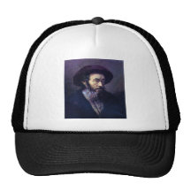 Old man with a fur cap by Rembrandt Mesh Hats