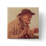 Old Man with a glass of wine buttons