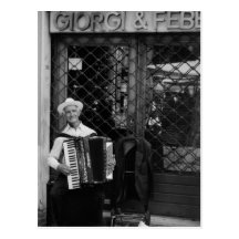 Old man with accordion Post Card
