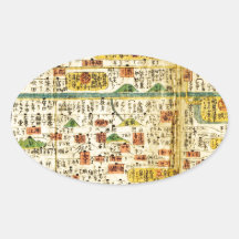Old map Kansai Oval Sticker
