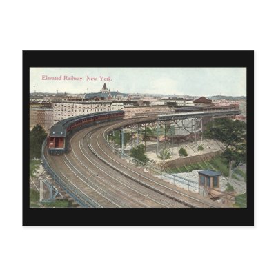 Old Postcard, Elevated Railway, New York City by gregoryolney2