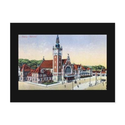 Old Postcard, Gdansk (Danzig) Railway Station by gregoryolney2